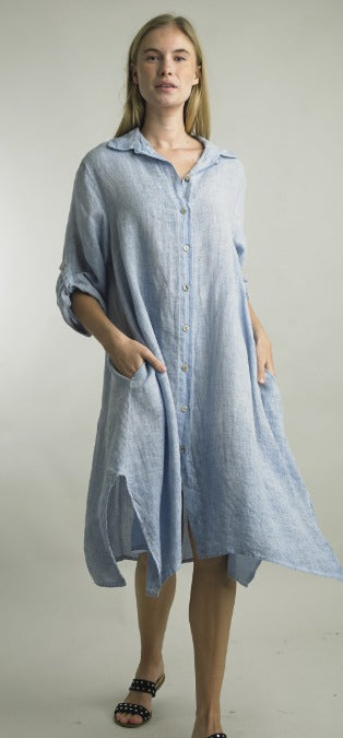 Denim Button Front Shirt Dress