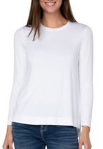 WHITE LONG SLEEVE SCOOP TEE