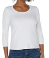 White 3/4 Sleeve Scoop Neck Knit Tee