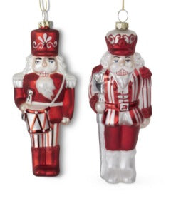 Red & White Blown Glass Soldier Orn