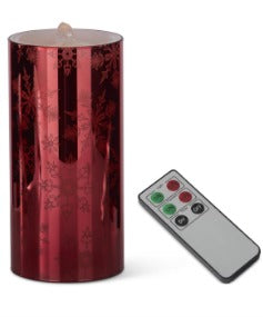 Red Mirrored LED Water Candle w/Timer