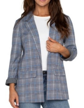 Blue Topaz Plaid Boyfriend Blazer