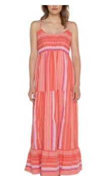 racer back tiered maxi dress w/ smocking