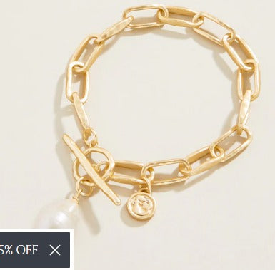 Alodie Toggle Bracelet Gold/Pearl