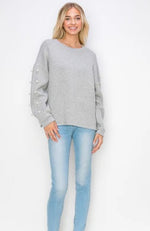 Heather Grey Katri French Scuba Pearl Top