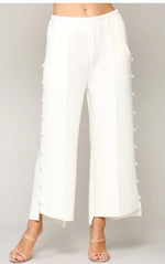 White Farrah French Scuba Pearl Long Pant