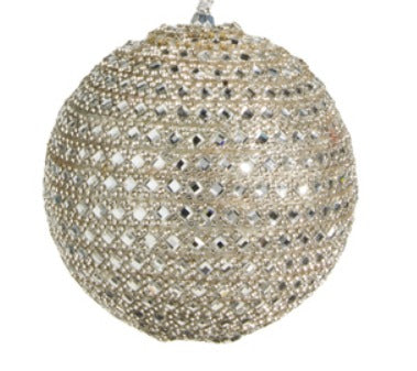 SILVER JEWELED BALL ORN