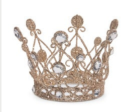 JEWELED ANTIQUE CROWN WITH GOLD GLITTER