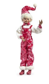 POSABLE PINK VELVET OVERALL ELF