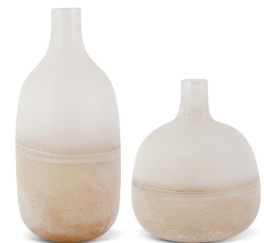 Tan Frosted Ombre Glass Bottle