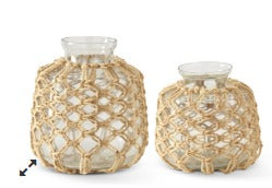 Jute Net Wrapped Clear Glass Vase