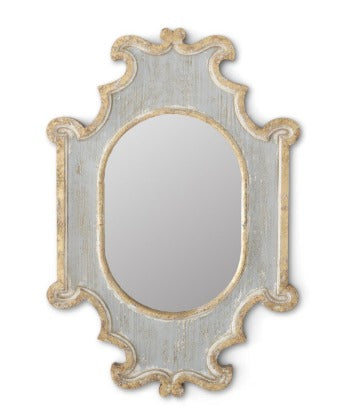 Weathered Blue & Gold Ornate Framed Mirror