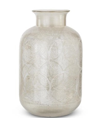 White Painted Pattern Glass Vase