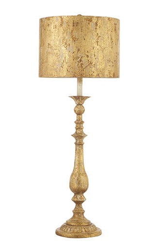 DISTRESSED GOLD LAMP WITH METAL SHADE