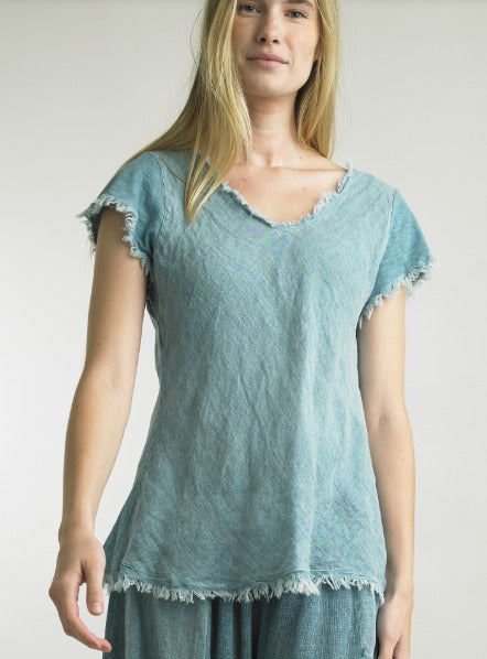 Green Frayed Edge Top