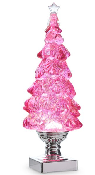 PINK LIGHTED SWIRLING GLITTER TREE