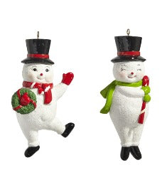 GLITTERED SNOWMAN ORN