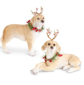 Brown Dog w/Antlers and Wreath