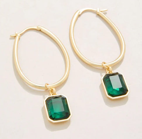 Chateau Hoop Earrings Dark Green