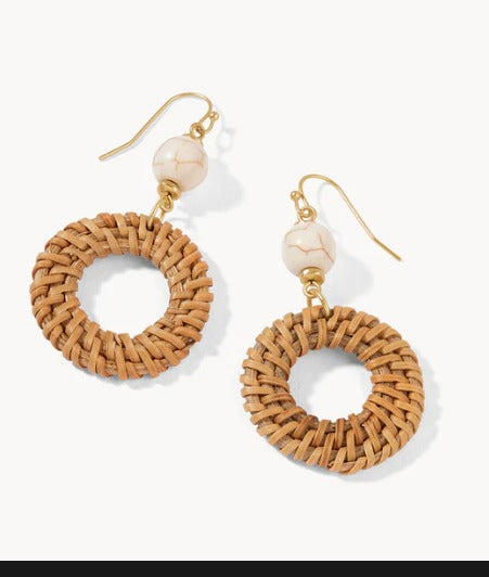 Woven Ring Earrings Gold/Taupe