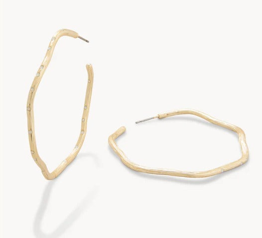 Sand Bar Wave Hoop Earrings White Opal