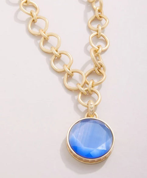 Naia Chunky Necklace 20" Optic Blue