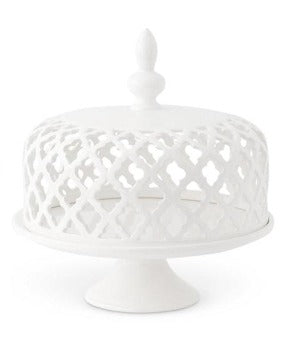 White Ceramic Filigree Cake Plate