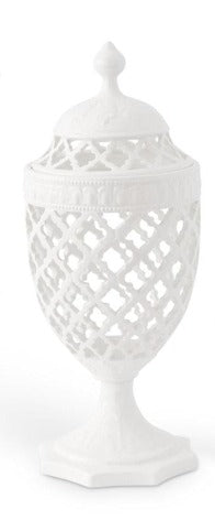 White Ceramic Filigree Container