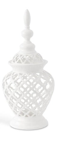 White Ceramic Filigree Container