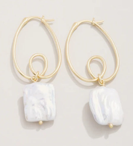 Loopy Hoop Earrings Pearl