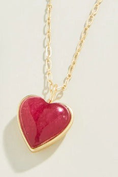 Full Heart Necklace 18" Pink