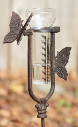 Cast Iron Butterfly Rain Gauge