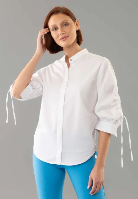 EDITH 25 1/2" ROUCHED SLEEVES BLOUSE