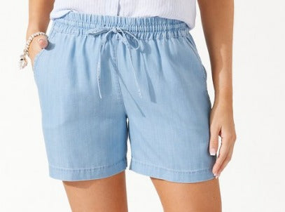 Chambray All Day High-Rise Easy Shorts