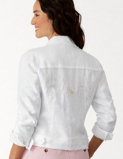 Two Palms Breezy Palm Embroidered Linen Jacket