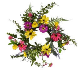 4" MIX DAISY CENTER WREATH