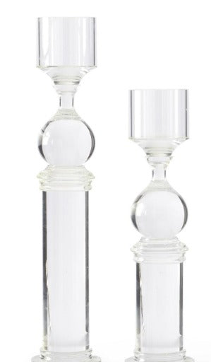 TEARDROP GLASS PILLAR CANDLEHOLDERS