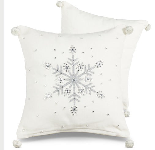 BEADED SNOWFLAKE PILLOW