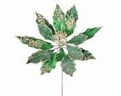 EMERALD/GOLD POINSETTIA BEADED STEM