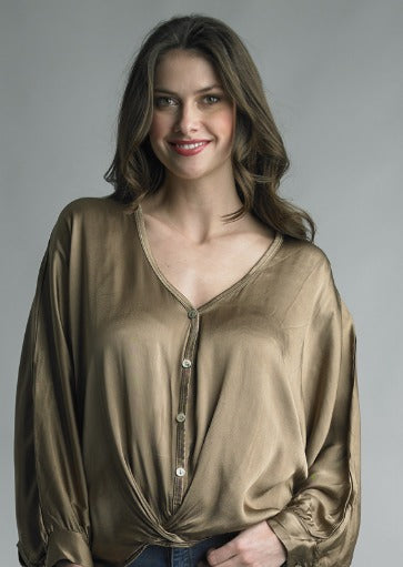 Knot Button Silk Tunic