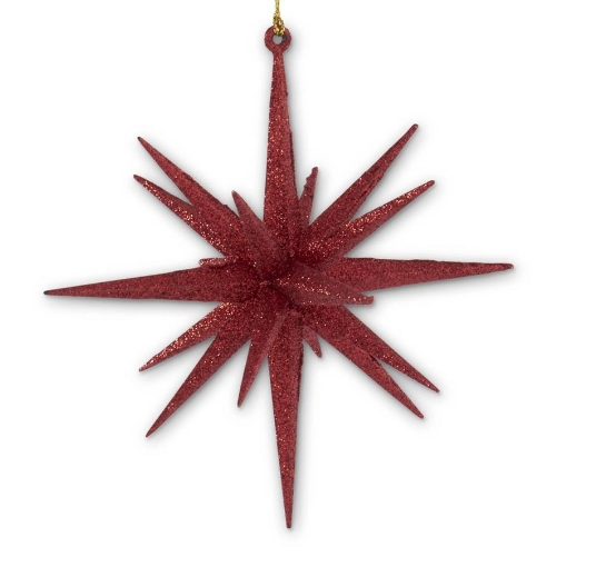 Point Red Glitter Star Orn